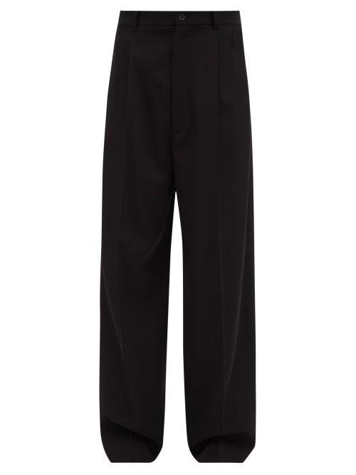 Balenciaga - Oversized Mid-rise Wool-twill Trousers - Mens - Black