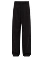 Balenciaga - Oversized Mid-rise Wool-twill Trousers - Mens - Black