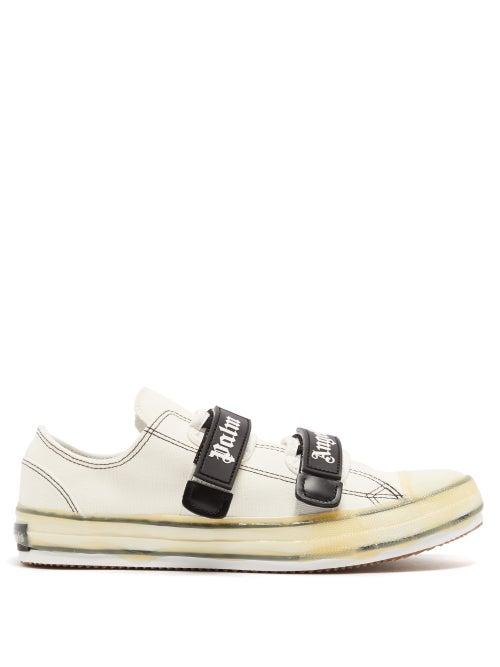 Matchesfashion.com Palm Angels - Logo Appliqu Canvas Trainers - Mens - White