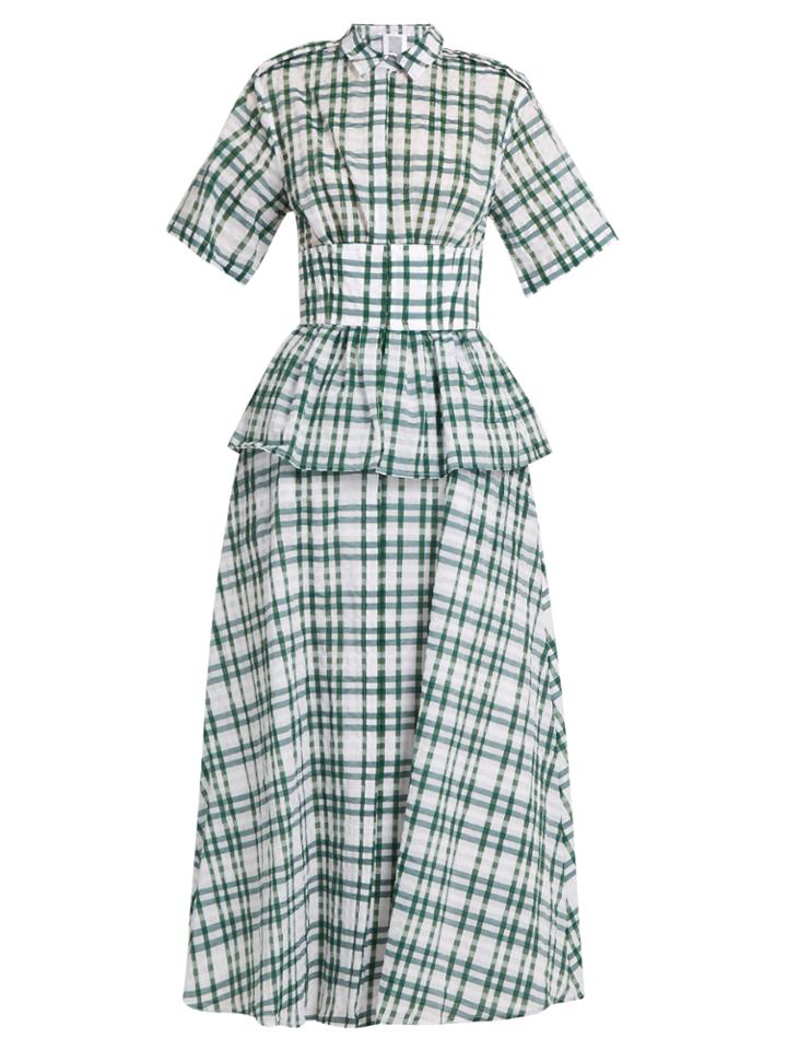 Rosie Assoulin Boogie Woogie Checked-seersucker Dress