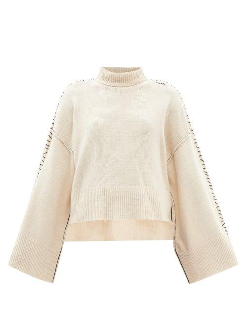 Marni - Hand-stitched Roll-neck Wool Sweater - Womens - Beige