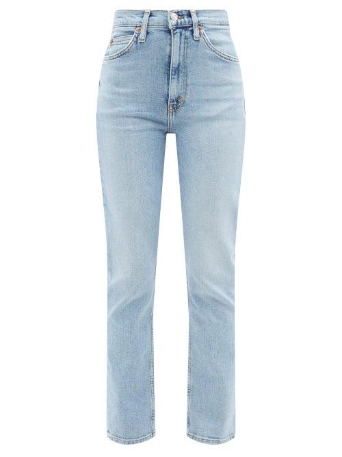 Re/done - 70s High-rise Straight-leg Jeans - Womens - Light Blue