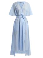 Matchesfashion.com Palmer//harding - Striped Tie Waist Cotton Dress - Womens - Blue Stripe
