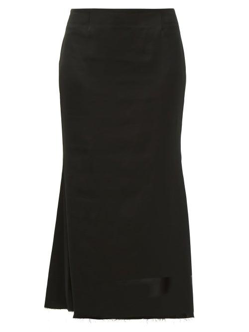 Matchesfashion.com Marina Moscone - Fluted Satin Midi Skirt - Womens - Black