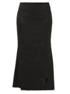 Matchesfashion.com Marina Moscone - Fluted Satin Midi Skirt - Womens - Black