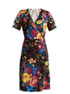 Matchesfashion.com Diane Von Furstenberg - Bournier Floral Print Silk Wrap Dress - Womens - Black Print