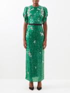 Erdem - Asteria Sequinned Jersey Maxi Dress - Womens - Green