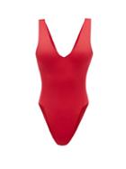 Matchesfashion.com Dos Gardenias - Hero V-neck Swimsuit - Womens - Red