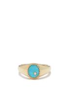 Yvonne Lon - Diamond, Turquoise & 9kt Gold Signet Ring - Womens - Blue Multi