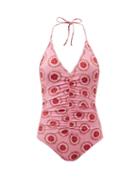 Matchesfashion.com Adriana Degreas - Exotic Passion Ruched Plunge-neck Swim Suit - Womens - Pink Print