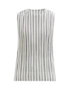 Homme Pliss Issey Miyake - Leon Striped Technical-pleated Tank Top - Mens - Ivory