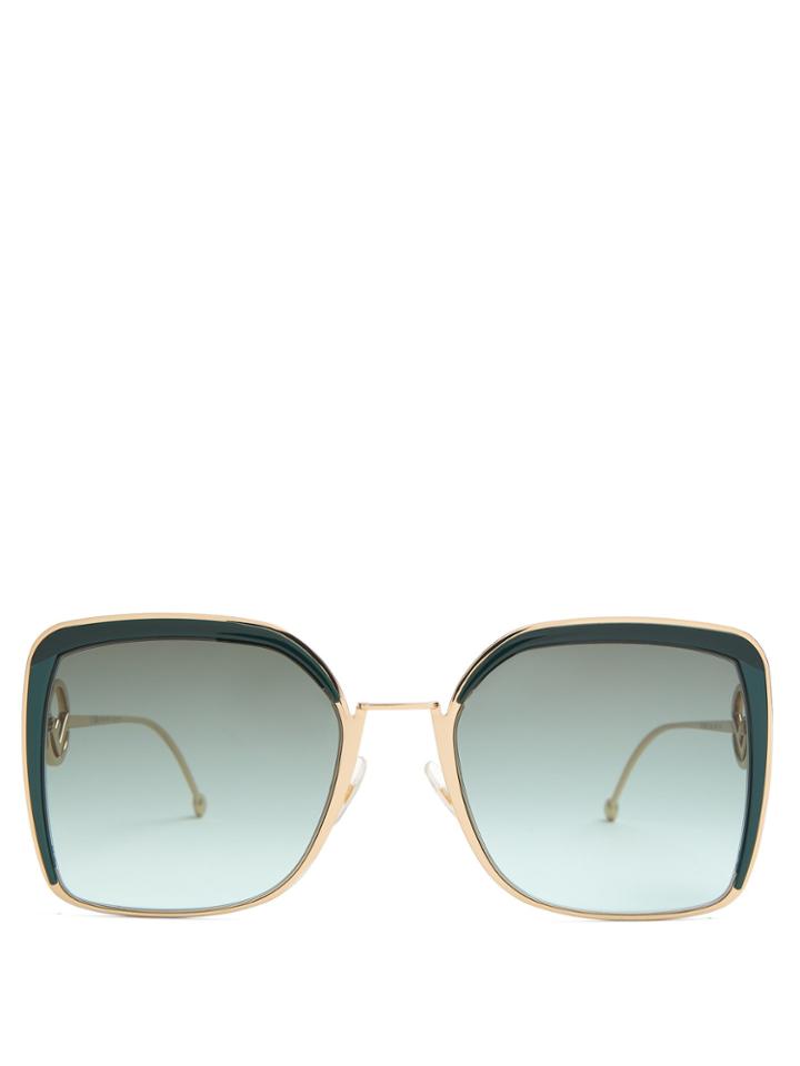 Fendi Square-frame Metal Sunglasses