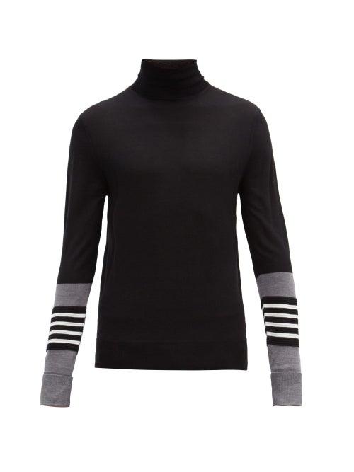 Matchesfashion.com Neil Barrett - Striped-cuff Wool-blend Sweater - Mens - Black Grey