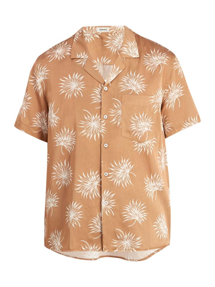 Commas Palm-tree Print Silk-blend Shirt