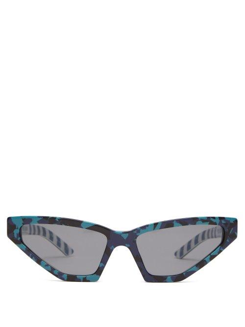 Matchesfashion.com Prada Eyewear - Disguise Camouflage Cat Eye Acetate Sunglasses - Womens - Green