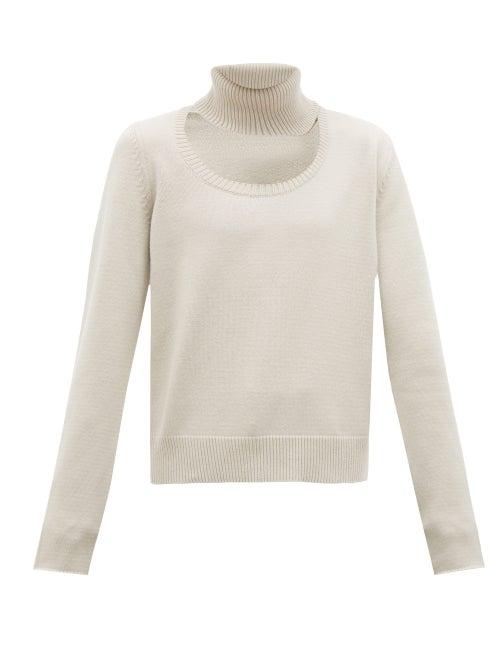 Matchesfashion.com Bottega Veneta - Cutaway Wool Blend Jumper - Mens - Ivory