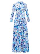 Matchesfashion.com Vika Gazinskaya - Floral Print Satin Maxi Dress - Womens - Multi