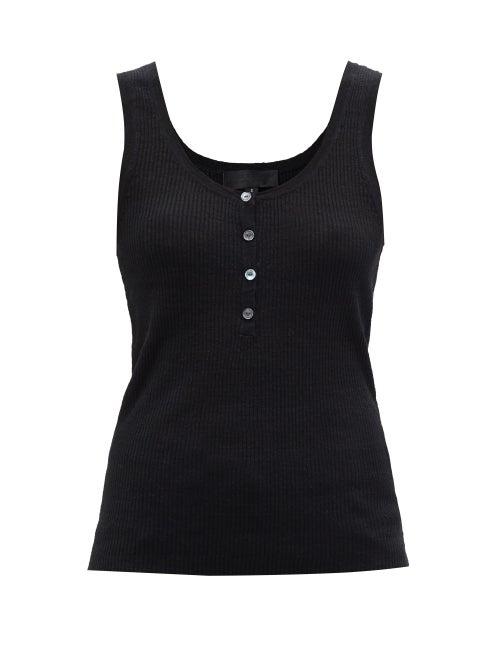 Matchesfashion.com Nili Lotan - Mary Ribbed-knit Linen Tank Top - Womens - Black