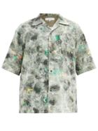 Matchesfashion.com Sasquatchfabrix - Norihagashi Camp-collar Marble-print Cotton Shirt - Mens - Green Multi