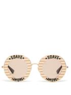 Matchesfashion.com Gucci - Soave Amore Striped Round Acetate Sunglasses - Womens - Pink Gold