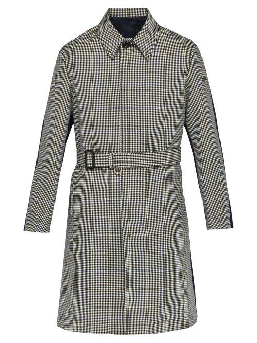 Matchesfashion.com Alexander Mcqueen - Contrast Back Houndstooth Twill Overcoat - Mens - Navy Multi