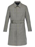 Matchesfashion.com Alexander Mcqueen - Contrast Back Houndstooth Twill Overcoat - Mens - Navy Multi
