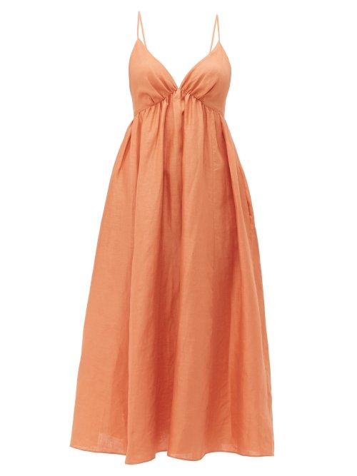 Matchesfashion.com Loup Charmant - Adelaide Linen Maxi Dress - Womens - Brown