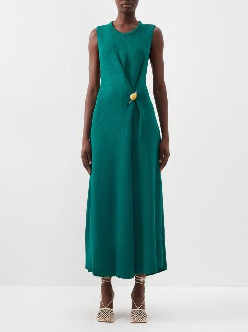 Proenza Schouler - Embellished Twist-back Knitted Dress - Womens - Teal