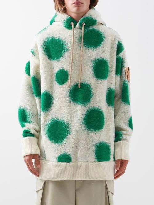 1 Moncler Jw Anderson - Polka-dot Fleece Hooded Sweater - Mens - White Green