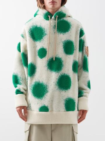 1 Moncler Jw Anderson - Polka-dot Fleece Hooded Sweater - Mens - White Green