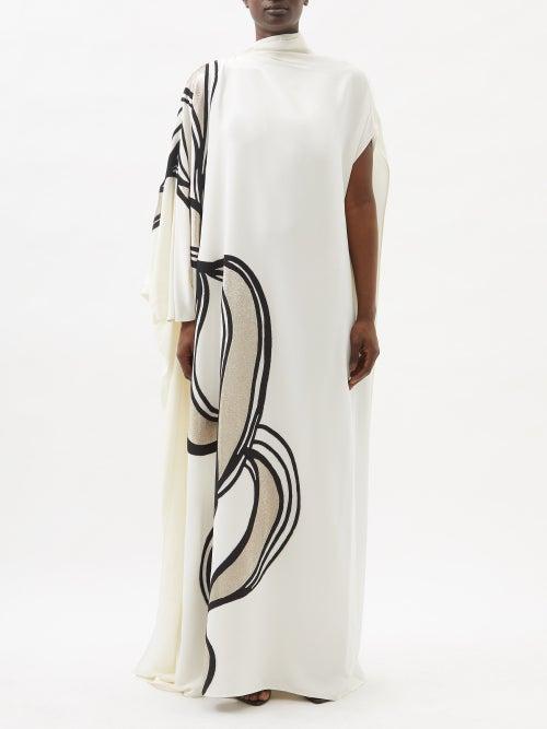 Fendi - X Antonio Lopez Silk-blend Cady Gown - Womens - White Gold