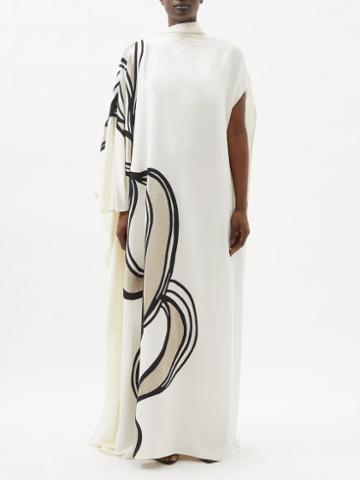 Fendi - X Antonio Lopez Silk-blend Cady Gown - Womens - White Gold
