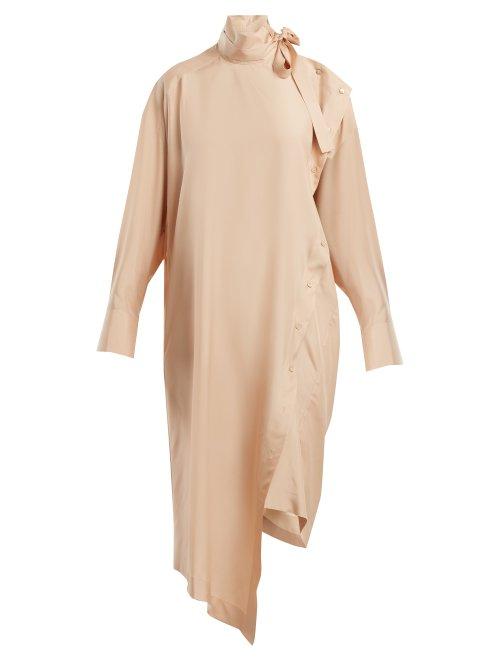 Matchesfashion.com Valentino - Tie Neck Silk Dress - Womens - Beige
