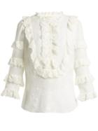 Rebecca Taylor Dree Broderie-anglaise Cotton And Silk-blend Top