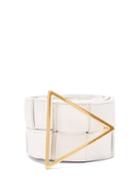 Matchesfashion.com Bottega Veneta - Triangle-buckle Intrecciato-leather Belt - Womens - White