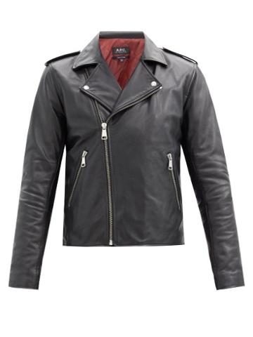 Matchesfashion.com A.p.c. - Double-breasted Zipped Leather Jacket - Mens - Black