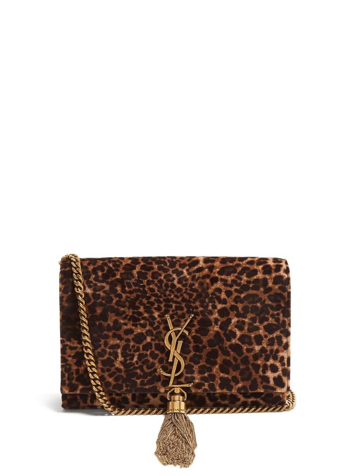 Saint Laurent Kate Small Leopard-print Velvet Cross-body Bag