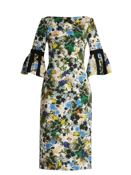 Matchesfashion.com Erdem - Alexandra Mariko Meadow Print Matelass Dress - Womens - White Print