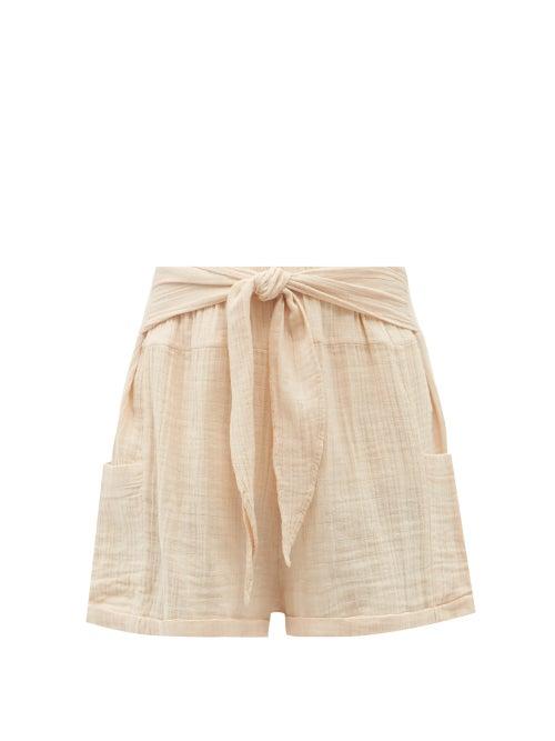 Ladies Beachwear Anaak - Jammu Belted Cotton-muslin Shorts - Womens - Light Pink