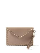 Valentino Garavani - Rockstud Medium Leather Envelope Pouch - Womens - Beige