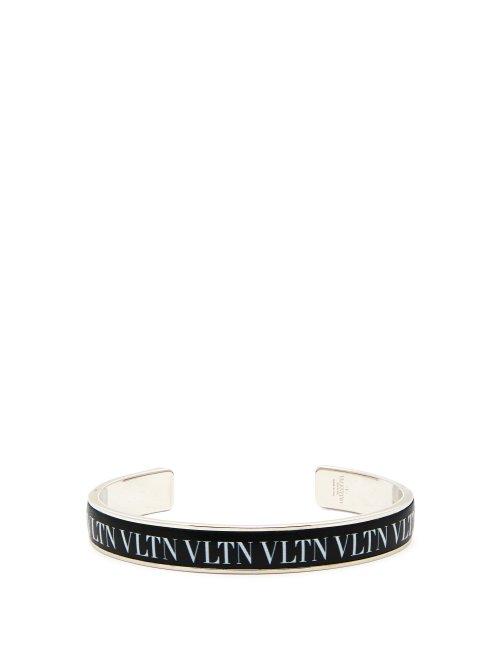 Matchesfashion.com Valentino - Vltn Logo Cuff Bracelet - Mens - Silver