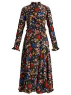 Matchesfashion.com Erdem - Cordelia Lismore Garden Print Silk Dress - Womens - Black Multi