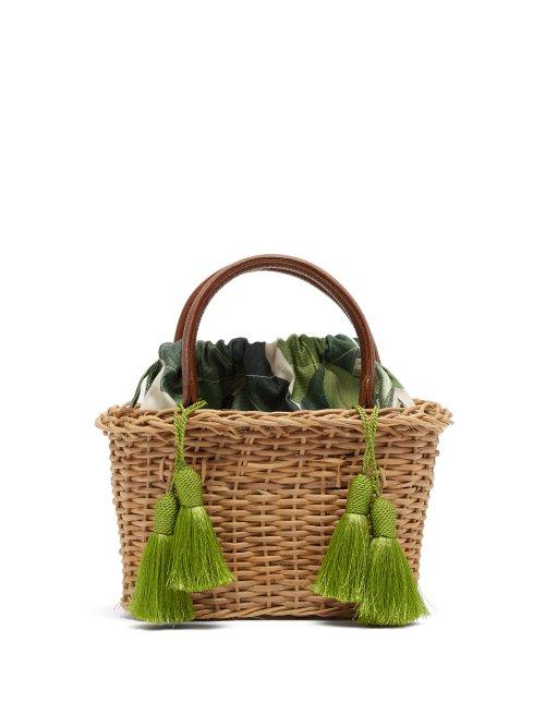 Matchesfashion.com Glorinha Paranagua - Palermo Canvas And Wicker Basket Bag - Womens - Brown Multi