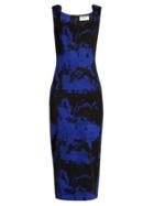 Matchesfashion.com Osman - Eve Wool Blend Crepe Dress - Womens - Blue Multi