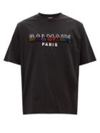 Balmain - Logo-flocked Cotton-jersey T-shirt - Mens - Black