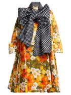 Matchesfashion.com Richard Quinn - Floral Polka Dot Duchess Satin Coat - Womens - Orange Multi