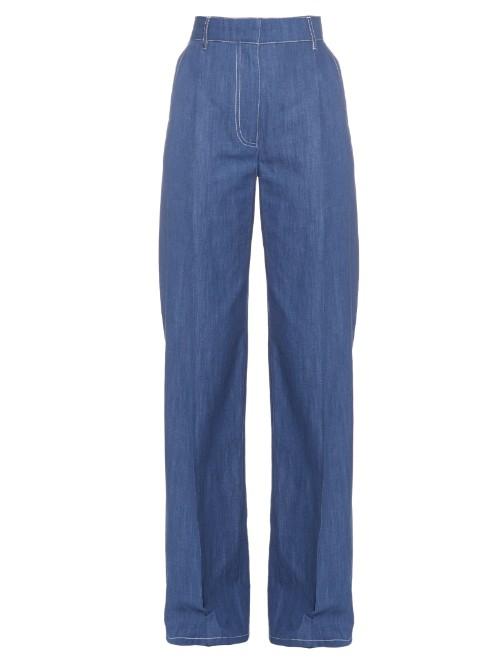 Sonia Rykiel Wide-leg Cotton-chambray Trousers