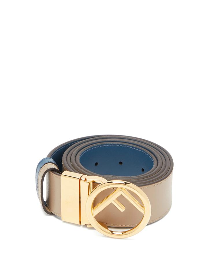 Fendi Logo-embellished Reversible Leather Belt