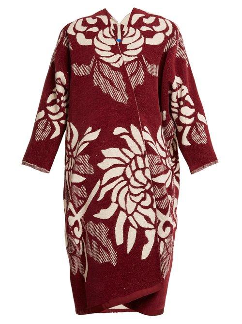 Matchesfashion.com Marit Ilison - Reversible Floral Jacquard Cotton Chenille Coat - Womens - Burgundy White