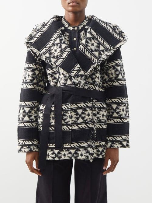 Isabel Marant Toile - Josialo Jacquard-canvas Wrap Jacket - Womens - Black White